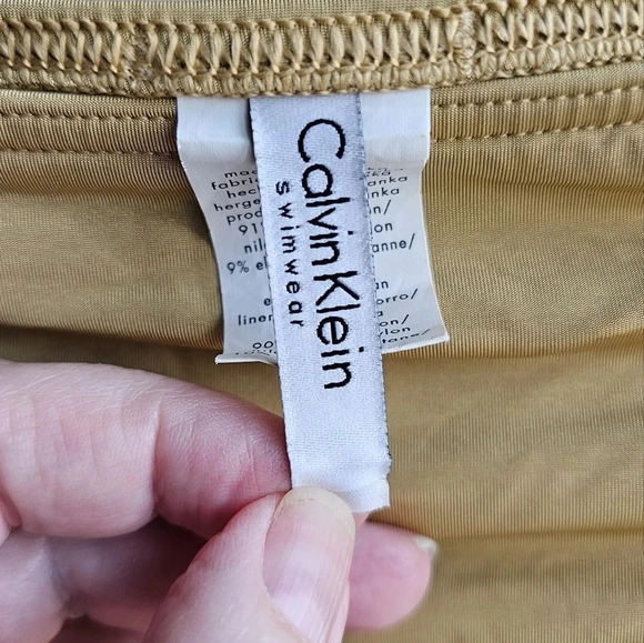 Calvin Klein Swim Bikini Set Halter Swimwear Antique Gold Dark Yellow size 10 - Picture 7 of 7